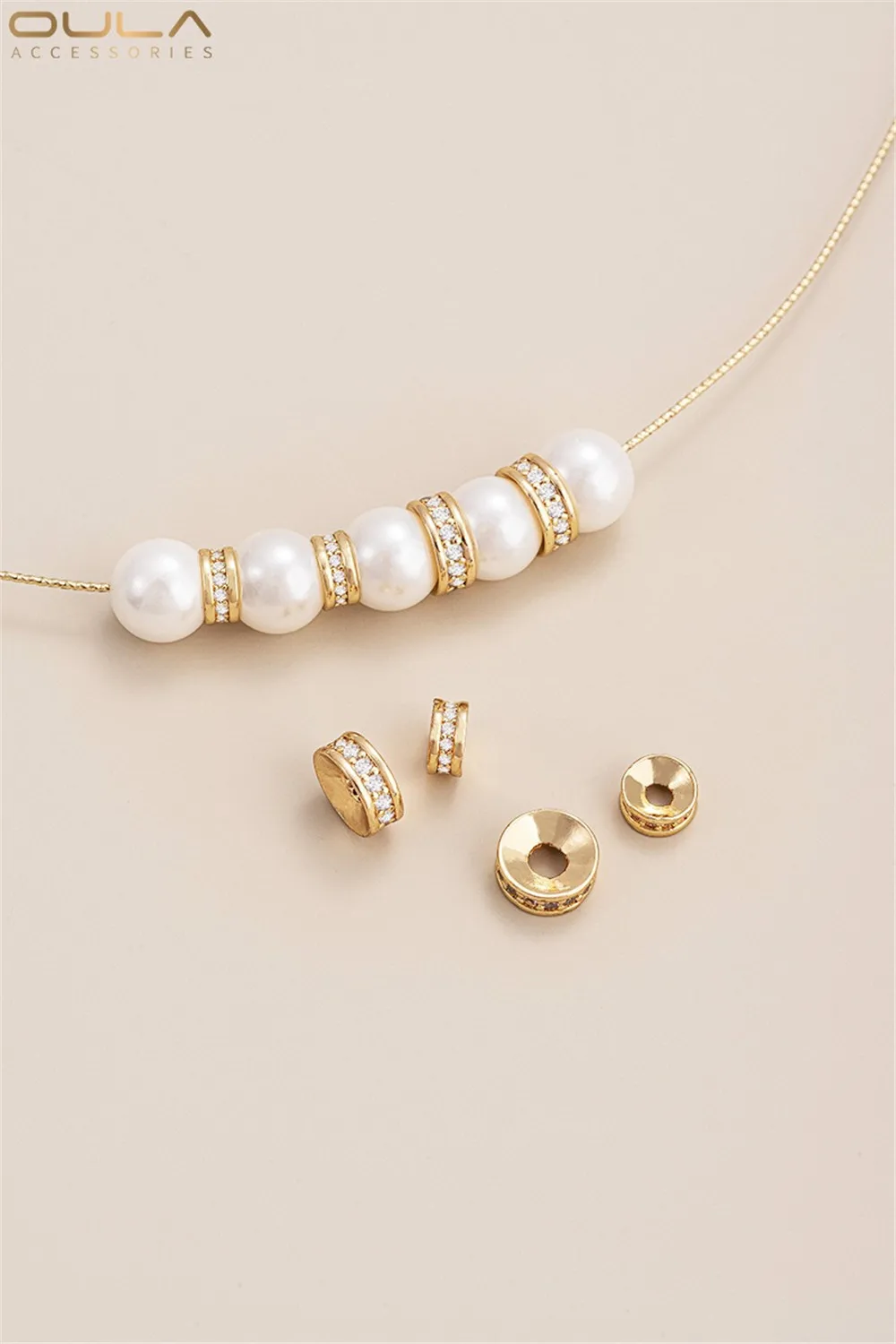 

14K Gold-plated Zircon Concave Wheel Bead Spacer Bracelet Necklace Spacer Accessory Diy Jewelry Bead Matching Material