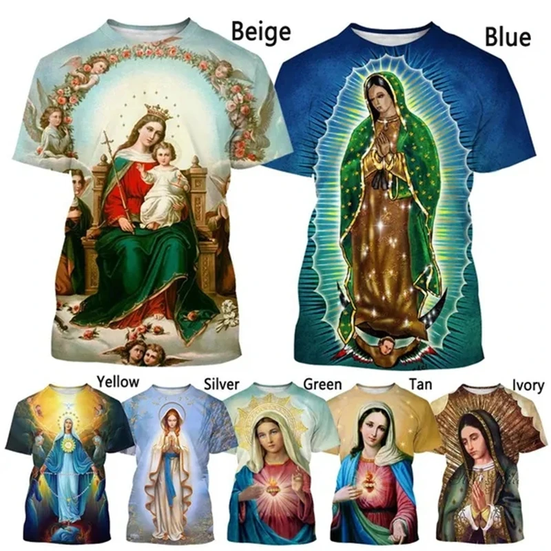 Mexico Virgin Mary Of Guadalupe 3D Printed T-shirt Fashion Christian Virgin Personality Faith Unisex Comfortable T-shirt Tops