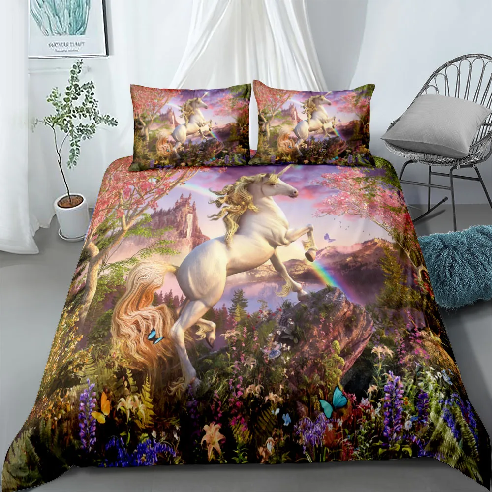 

Butterly Unicorn Duvet Cover Set King Queen Full Twin Single Bed Linen Set