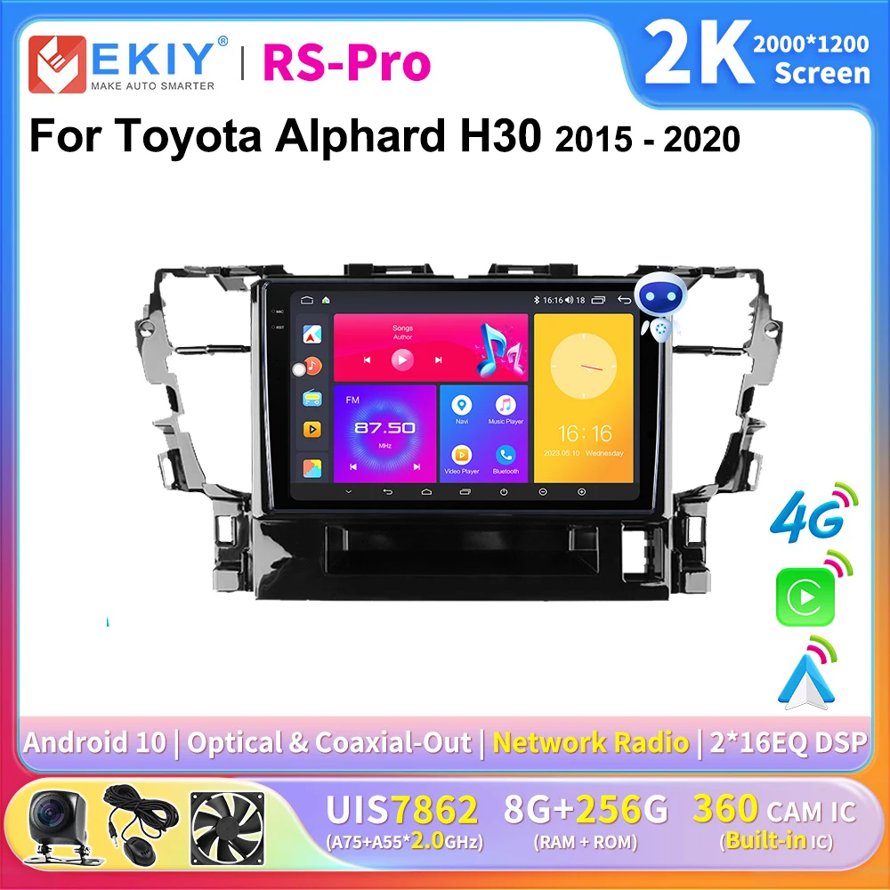 

EKIY 2K Screen CarPlay Radio For Toyota Alphard H30 2015 - 2020 Android Auto 4G Car Multimedia Player Stereo Ai Voice GPS DSP