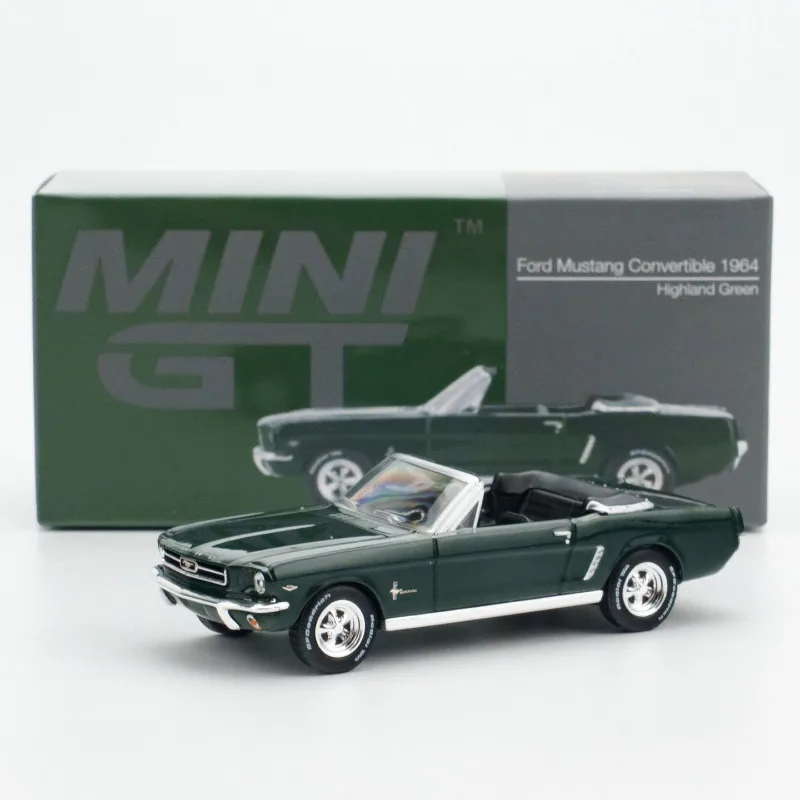 minigt-1-64-フォード-マスタング-1964-グリーン-コンバーチブル-1166-合金車モデル、大人向けコレクション、静的装飾品、フェスティバルギフト。