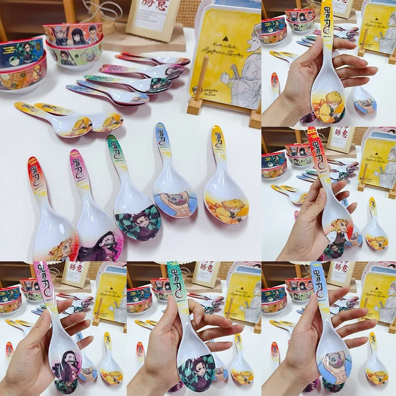 

Demon Slayer Tanjirou Children's Melamine Big Spoon Anime Character Students anime Anti falling Tableware Boy Girls Dining Spoon