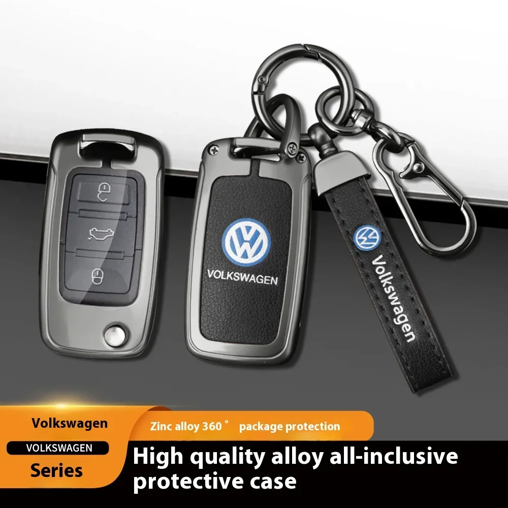 

For Volkswagen VW Polo Tiguan Golf 4 5 Jetta Beetle Scirocco Passat Car TPU Zinc Alloy Key Case Bag Car KeyChain Metal Key Shell