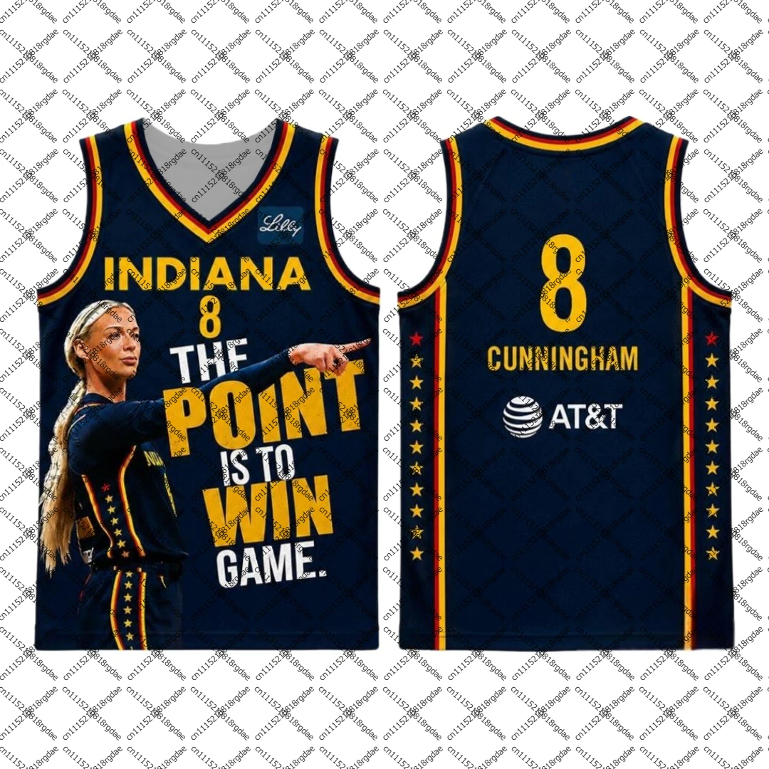Indiana #8 Cunningham Basketball Jersey Navy Sleeveless Sports Workout Tank Top Fan Commemorative Print Vest Family Matching
