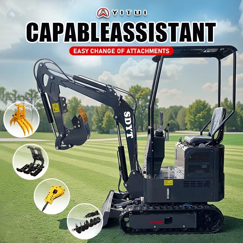 Factory Direct Sales Small Excavator 1.2 Tons Mini Digger EPA EURO5 Engine Agricultural Small Excavator Customized