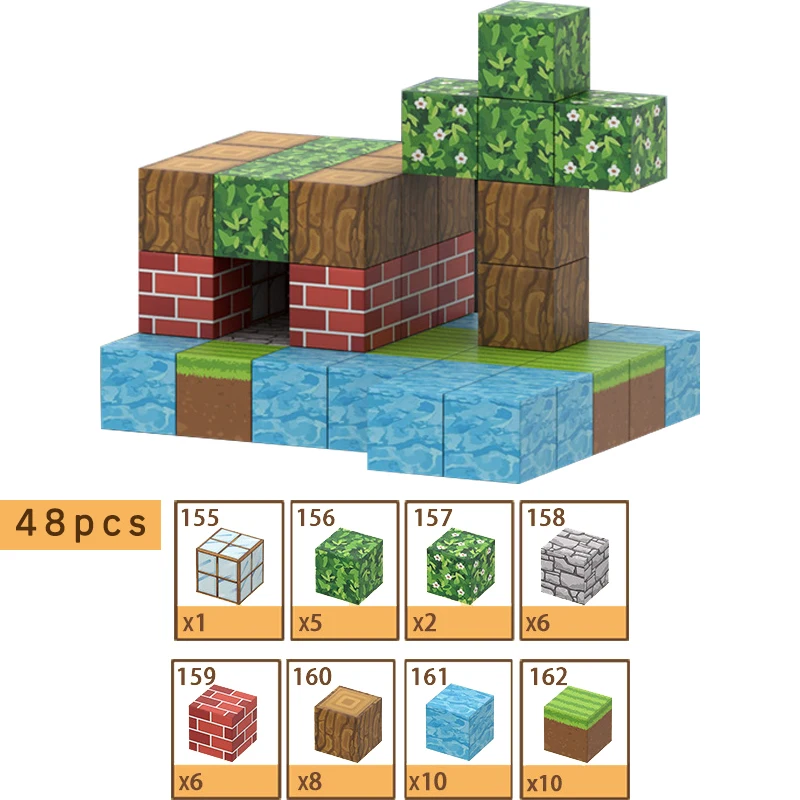 48 шт. магнитные блоки, стебель Монтессори, сенсорные игрушки для малышей, подарки для детей 3+ лет, строительные игрушки