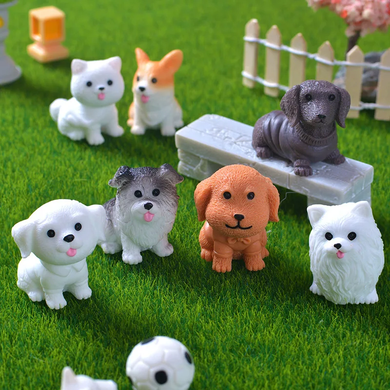Dog Puppy DIY Fairy Garden Miniatures Micro Landscape Animal Figurine Ornament Lovely Lucky Statue Craft Home Decorations