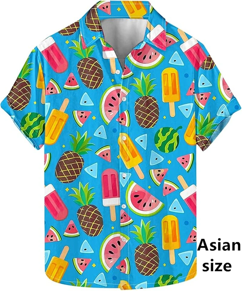 

Летняя рубашка с лимонным принтом для мужчин и женщин, гавайская рубашка с 3D-принтом, унисекс, повседневная, для отпуска, пляжная, на пуговицах, с отложным воротником, модная блузка в стиле Y2K