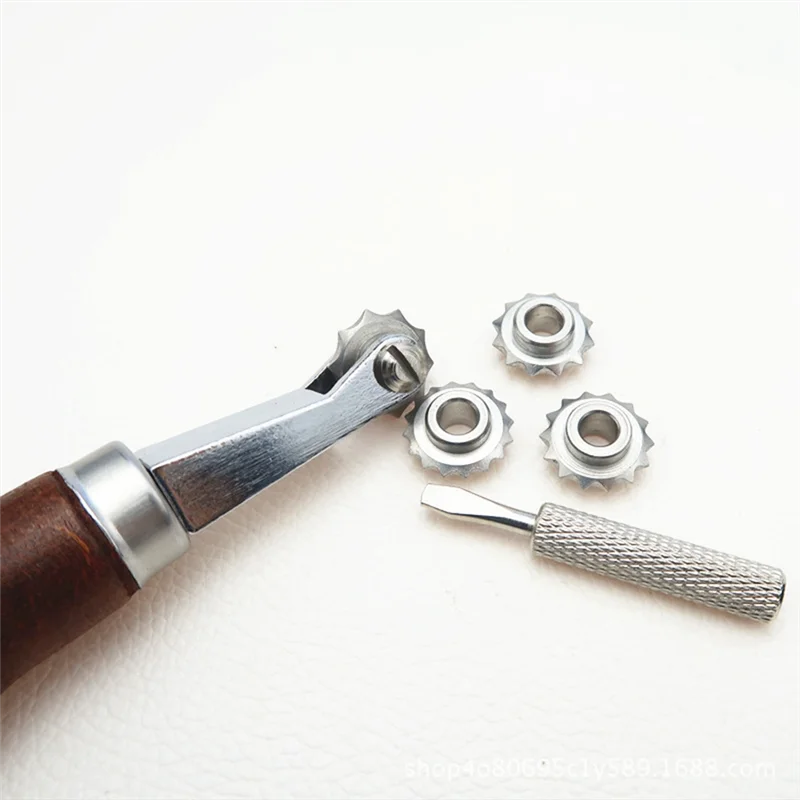 

Spacing Wheel Set DIY Handmade Leather Tools Scribing Wheel Tracing Point Spacing Wheel Leather Punching Wheel Silver & Brown-AB