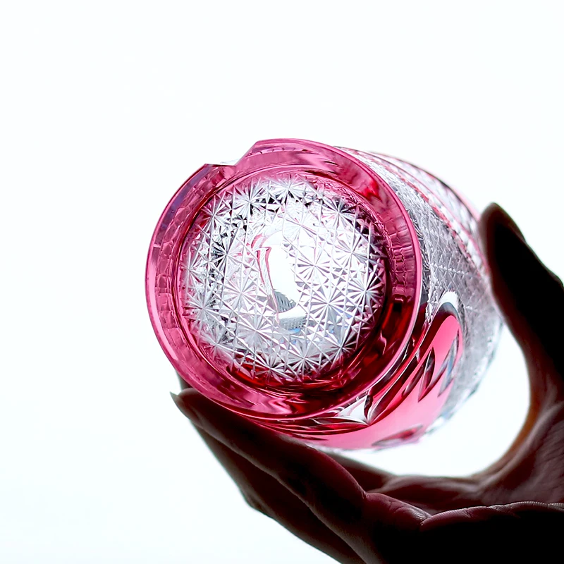 Edo Kiriko Стеклянное стекло ручной работы с розовой совой, классический японский стиль, бессвинцовое стекло, кристалл, чистое стекло ручной работы, розовое