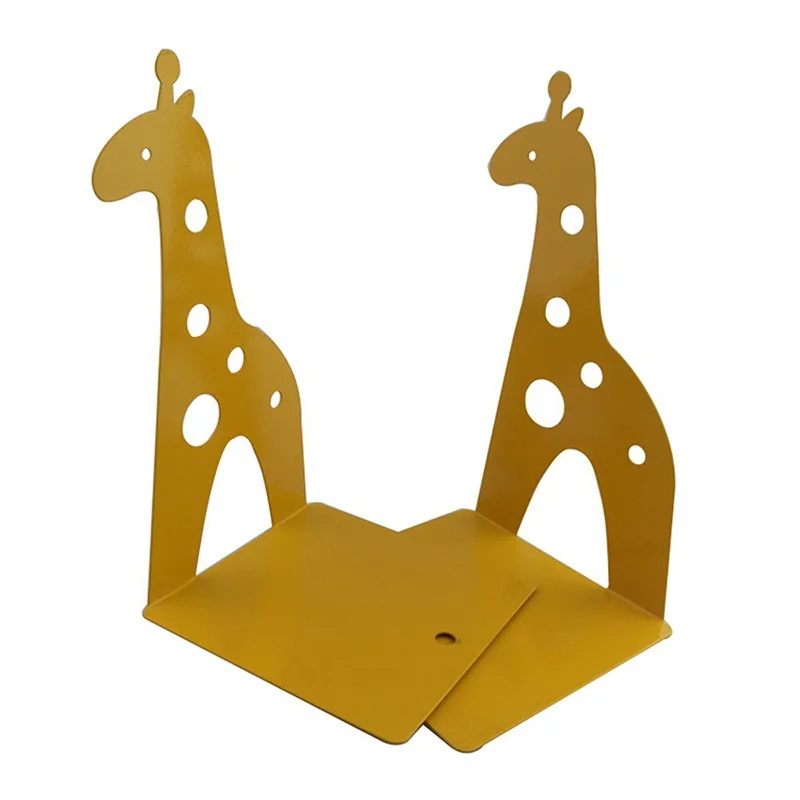 Cute Cartoon Giraffe Shape Non Skid Bookends Bookends For Shelves For Kids Gift Decoration Art Gift (Yellow)