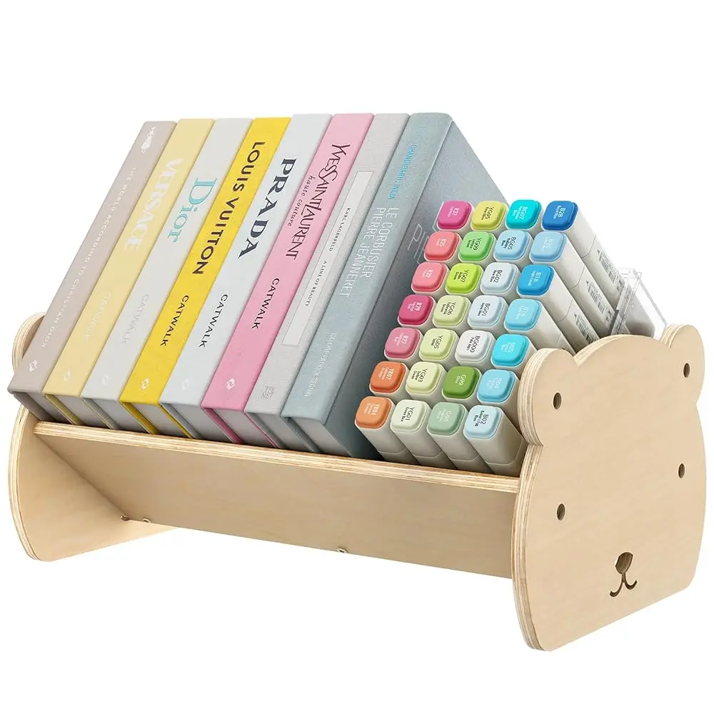 

Wooden Desktop Bookcase Small Book Shelf Cookbooks Toddler Books Organizer For Home Office Kitchen Living Room Playroom