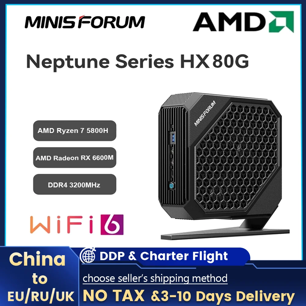 HX80G Mini Gaming  PC AMD Ryzen 7 5800H Radeon RX 6600M 8G Windows11 Max 64G DDR4 2T PCIE SSD Desktop Gamer Computer  MinisForum