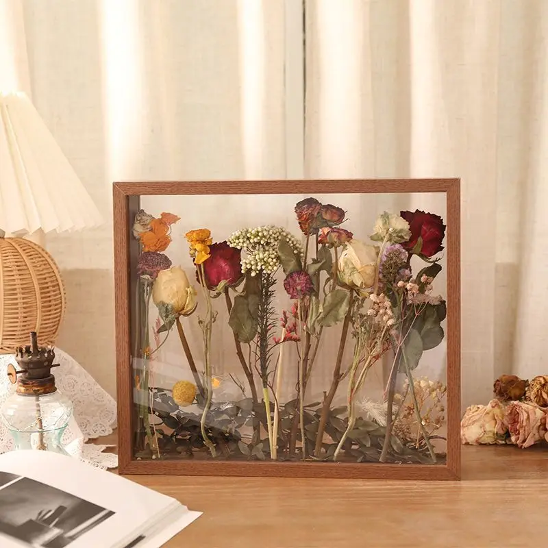 

Wood Dry Flower Display Frame INS Clear Bouquet Display Box Wall Mount Flower Specimen Storage Frame Home Decor