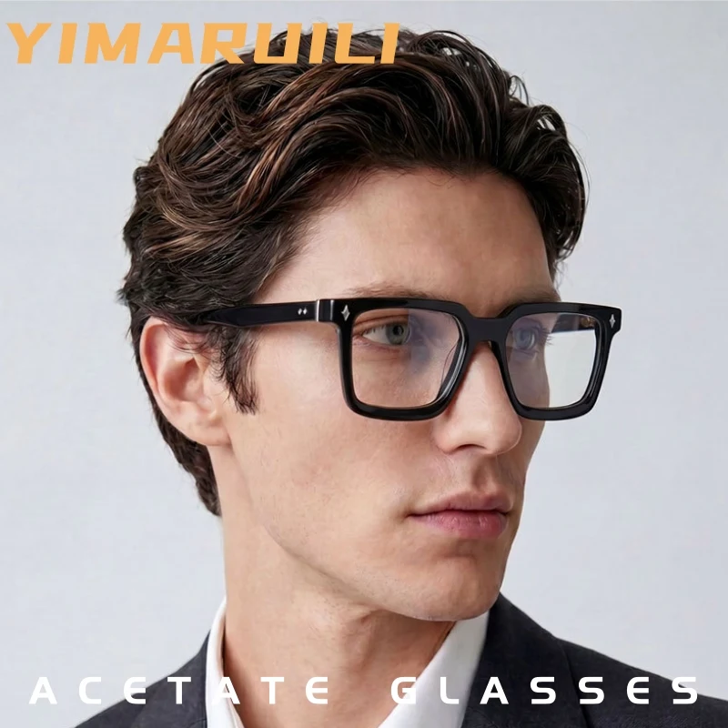 YIMARUILI New Men's Retro Square Eyeglasses Frame High Quality Acetate Simple Design Fashion Comfortable Women's Glasses F3305