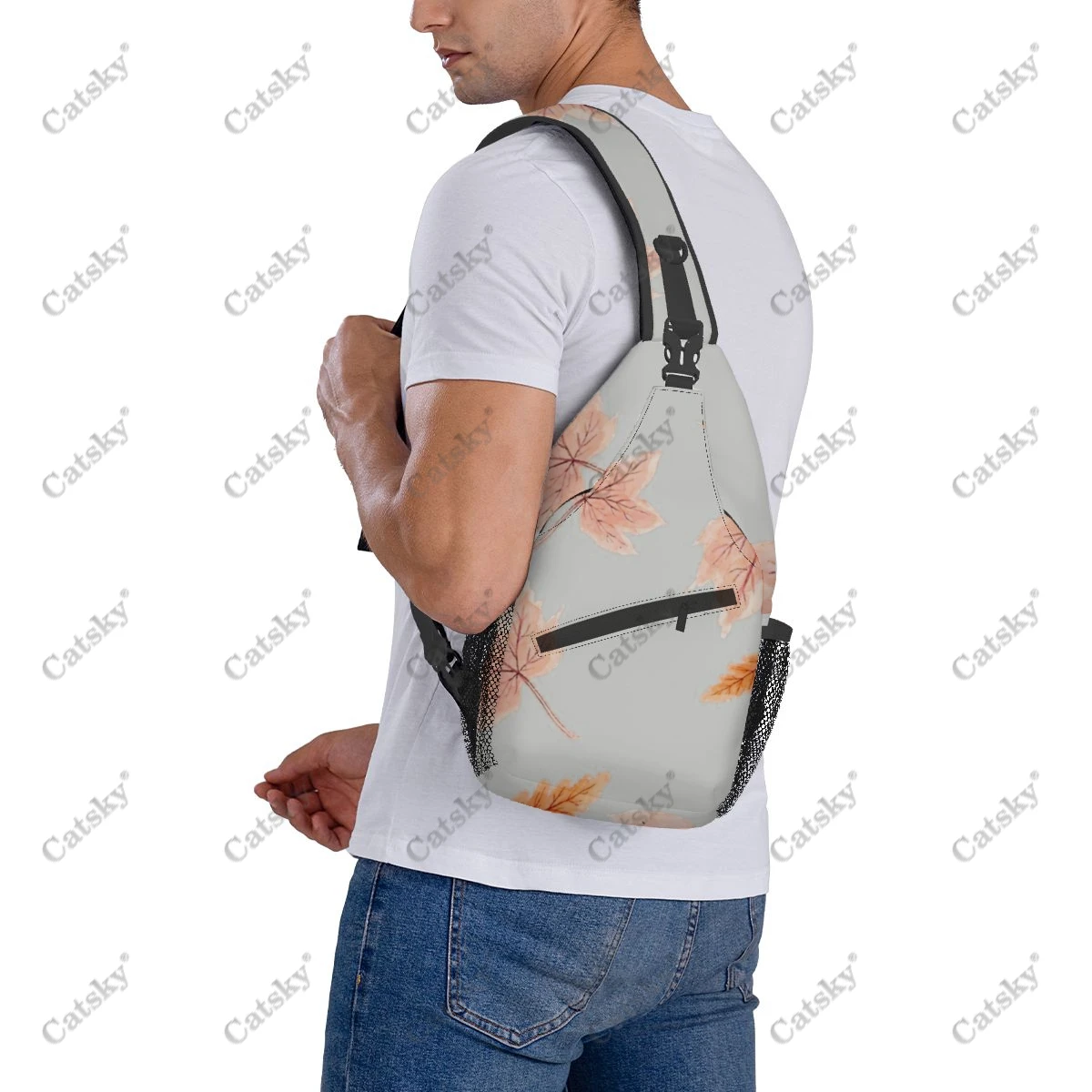 maple leaf pattern plant leaves Men's casual cross-chest shoulder bag chest bag sports storage women's cross-body bag