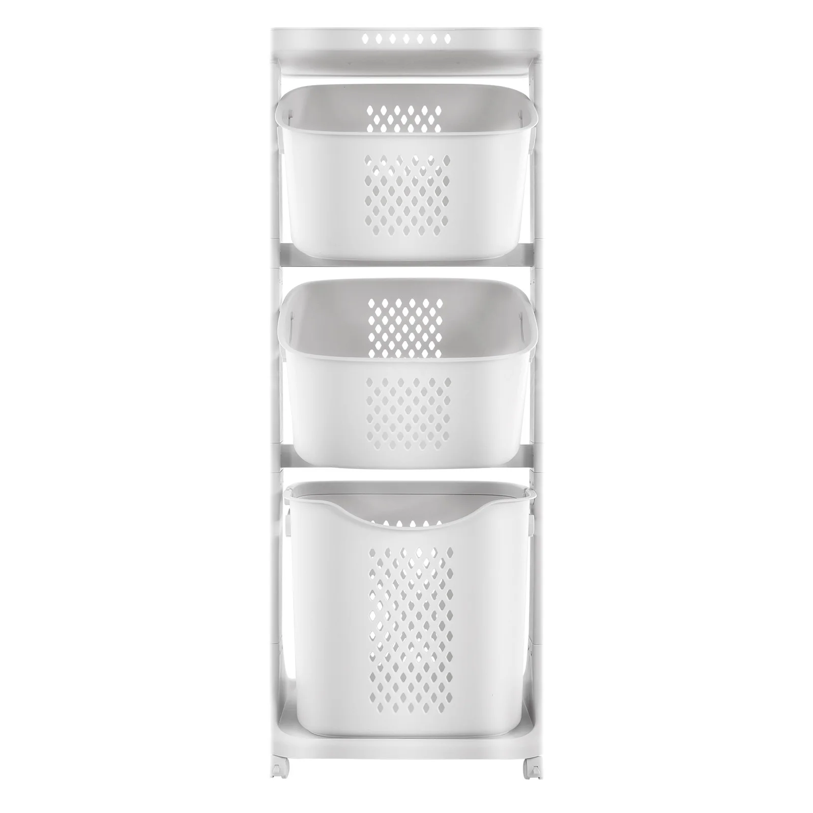 

Laundry Hamper Basket Sorter Clothes Storage Organizer 3 Tier Shelf Rolling Cart, Shelf Baskets with Wheels