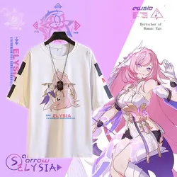 2024 Summer New Simple Fashion Anime Honkai Impact 3 Elysia Mobius Round Neck Short Sleeve T-Shirt Casual Daily Tops