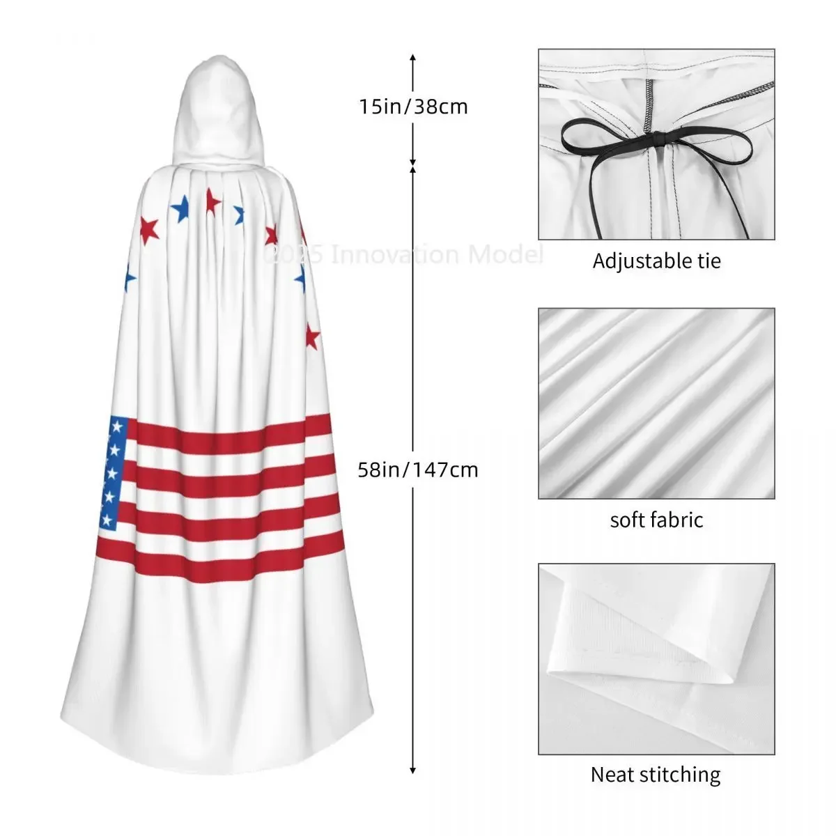 2025 New American Flag Unisex Adult Cloak with Hood Long Witch Costume Cosplay