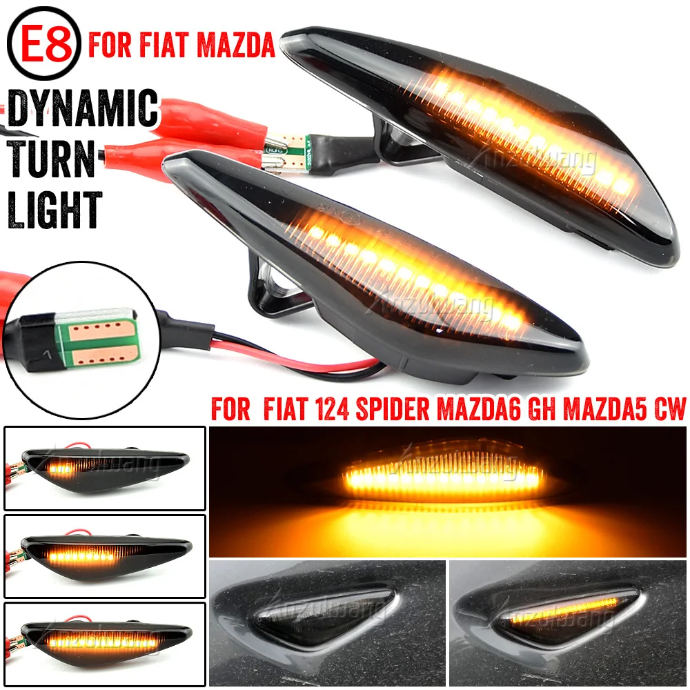 

2Pcs LED Dynamic Car Turn Signal Lights For Mazda 5 CW 6 GH MX-5 ND RX-8 Car Side Marker Lights For Fiat 124 Spider Abarth