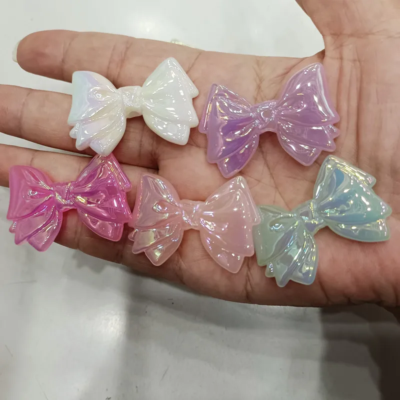10pcs/pack UV plated jelly double layer bow beading DIY handmade beads loose pen mobile phone chain jewelry accessories