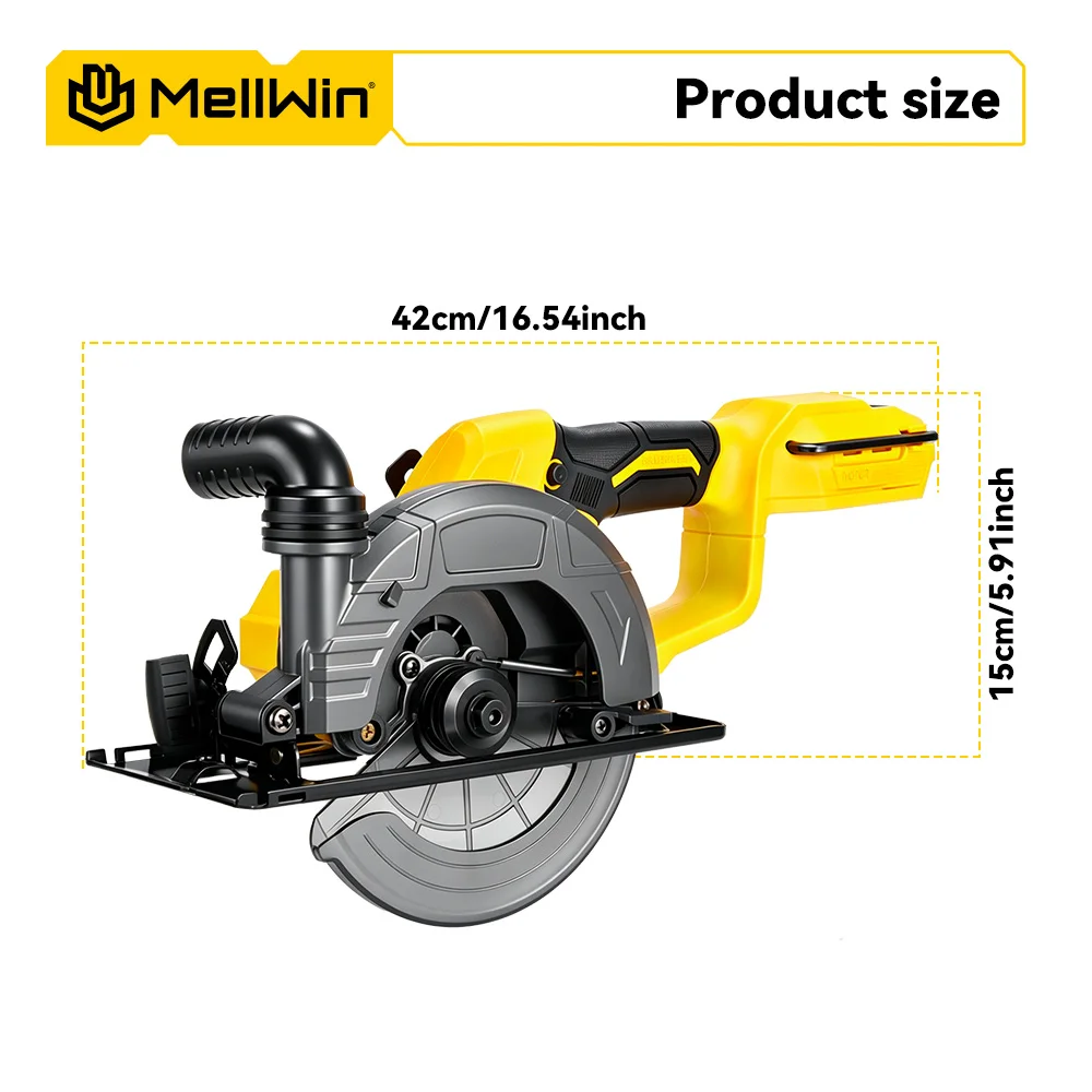 MELLWIN 6 Zoll bürstenlose Kreissäge 7200r Akku-Multifunktions-Elektrosägen Elektrowerkzeug für Makita 18 V Akku-Pin – Detail 5