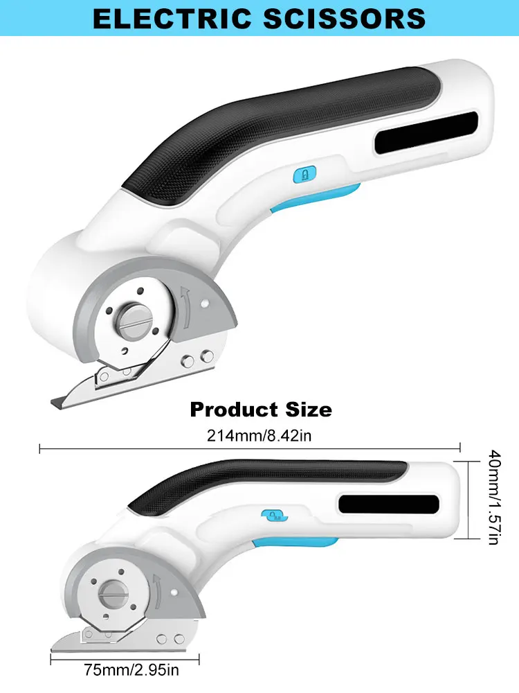 Imagem -03 - Cordless Electric Tailor Scissors Carregamento Usb Adequado para Cortar Tecido de Algodão Couro Pano e Outros Materiais 3.6v