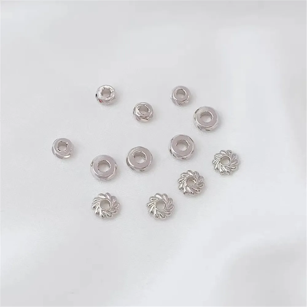 White K Accessories Cut Flower Spacers, Flying Saucer Spacers, Round Beads, DIY Handcrafted Bracelet Jewelry, Bead Materials