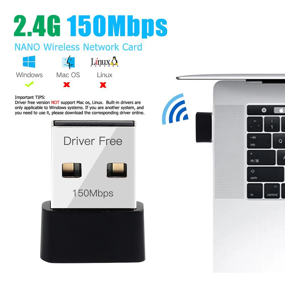 150 MBit/s USB-WLAN-Adapter 2,4 GHz WLAN-Empfänger 802,11 b/n/g/AC LAN-Netzwerk karte WLAN-Dongle