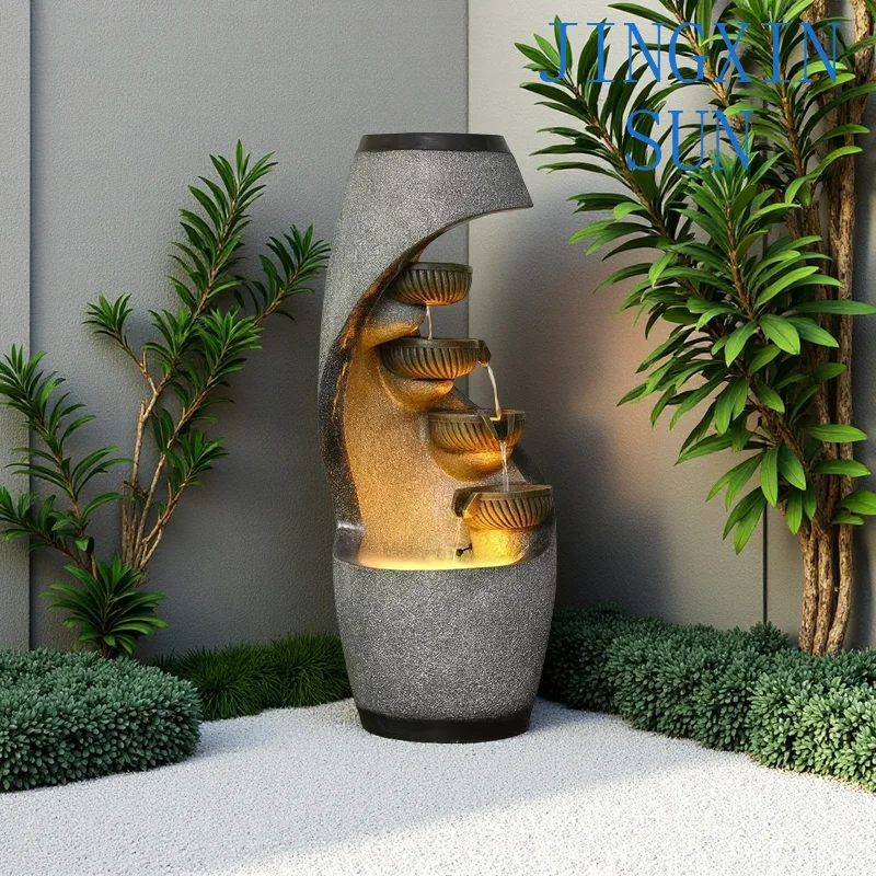 Modern indoor fountain resin cascade waterfall features fashion artificial wall decoration living room home decoration