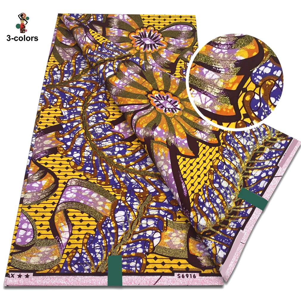 Hoge kwaliteit zachte Pagne 100% katoen gouden print stof Afrikaanse echte was stof Nigeria Ankara Grand SUP stof