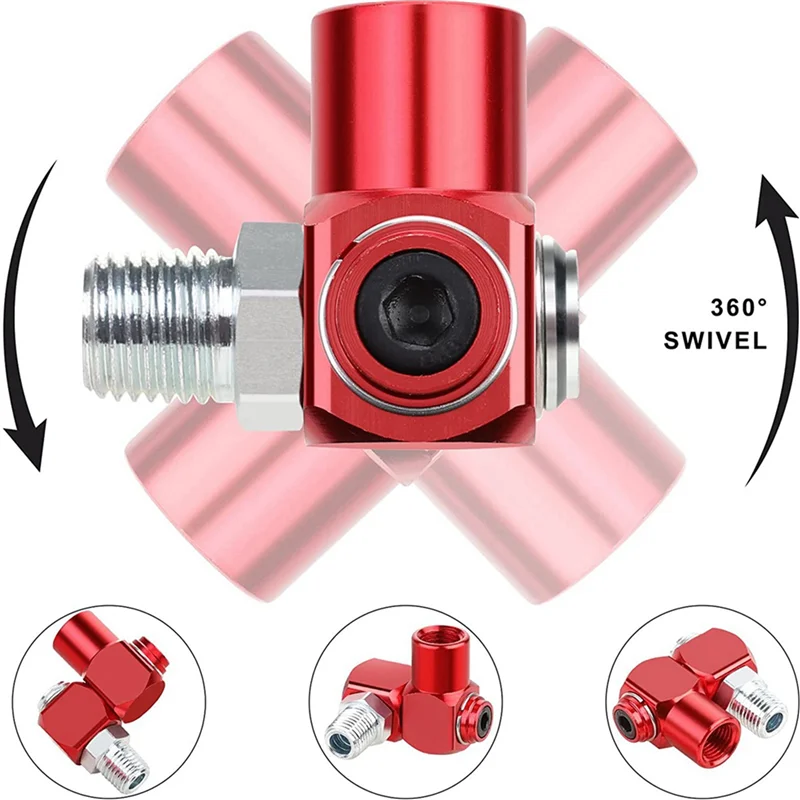 A7THK-8Pc 360 درجة قطب موصل الخرطوم الهوائي 1/4In NPT تركيبات الهواء الصناعية أداة تعمل بالهواء المضغوط محول خرطوم الهواء المقرنة المشتركة #3