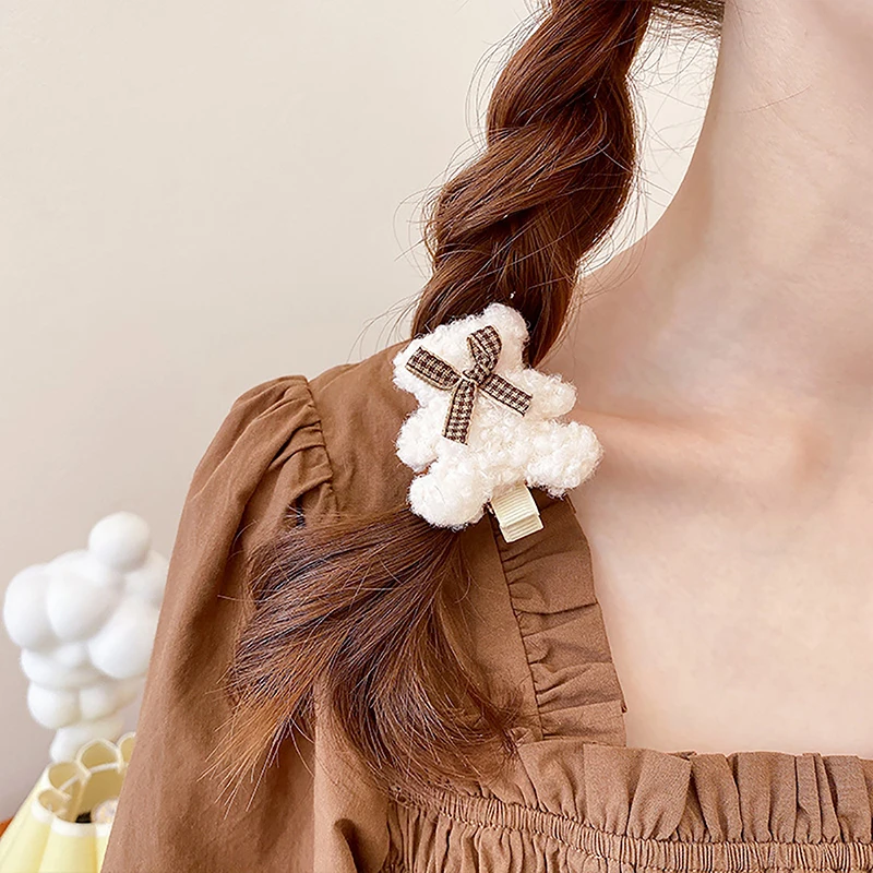Durable Bow Knot Plush Bear Hair Clip A Must-have For Gatherings Womens Hairpin Hair Accessories Exquisite And Beautiful Hairpin