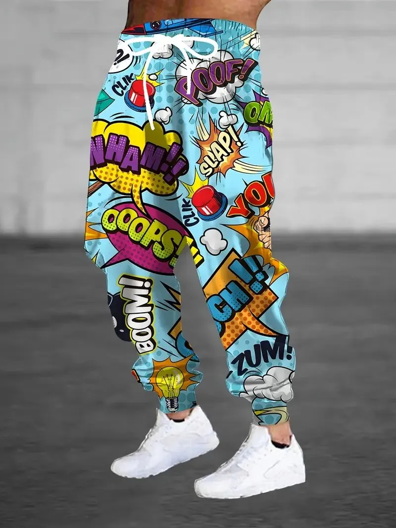 

New men's trousers for Spring and Autumn 2025 Casual roller skating pattern printed comfortable and soft street trousers
