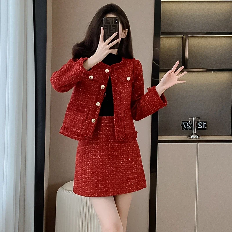 High-End Elegant Goddess Style Set for Women Female Office Lady, 2023 Autumn New Chic Style Fashionable Two-Piece Set Hot Sale