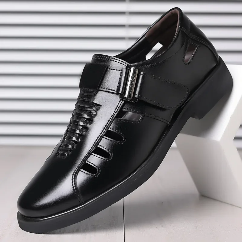 Big Size 38-48 Hollowed Out Men Leather Shoes Casual Business Dress Men Sandals Breathable Office Formal Shoes New Summer Shoes