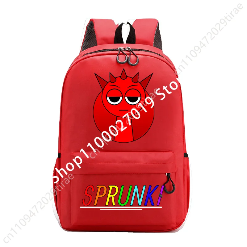 Sprunkis Ransel Anak Laki-laki Perempuan Tas Sekolah Anime Kartun Anak-anak Tas Sekolah Siswa Lucu Bersirkulasi Udara Tas Kanvas Tahan Aus Hadiah Anak-anak
