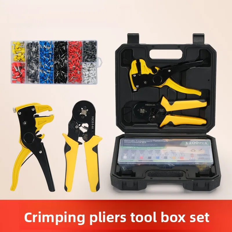 

6-4/6-6/10-6 Crimping & Stripping Tool Set Cold-Press Terminal Compatible, Drop-Resistant For Electricians & DIY Wiring
