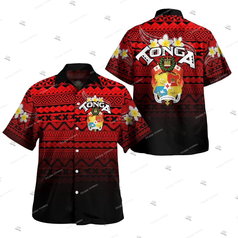 Polynesian Country Tonga College Vintage Retro Tattoo 3DPrint Summer Casual Harajuku Button Funny Short Sleeve Hawaiian Shirts 0