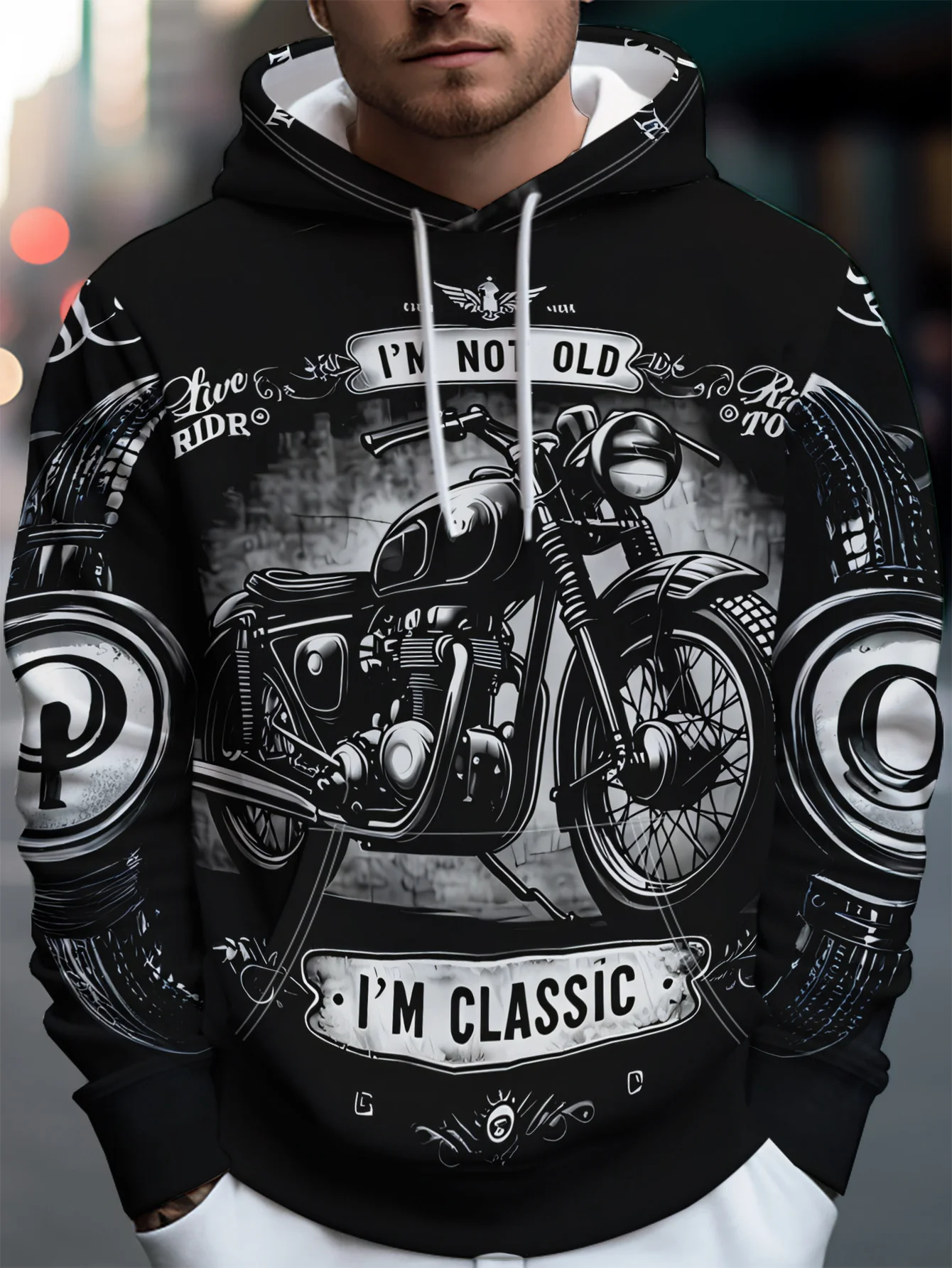 Men Women Classic Motorcycle 3D Print Hoodie I'm Not Old I'm Classic Biker Streetwear Hooded Sweatshirt Pullover Tops