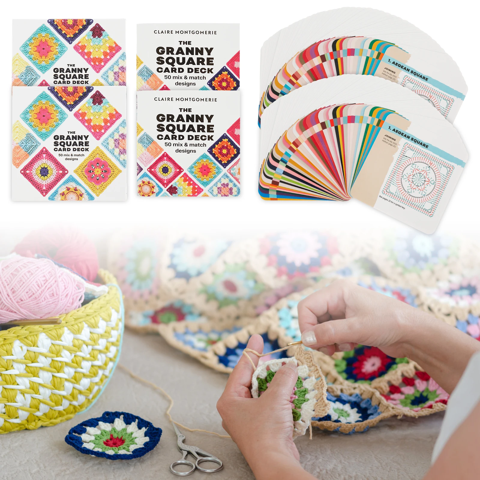 

Набор квадратных карточек бабушки, полная колода для карточек, сделай сам, вязанные крючком блоки, карты 100, смешанный и соответствующий дизайн, квадратная книга для вязания крючком бабушки