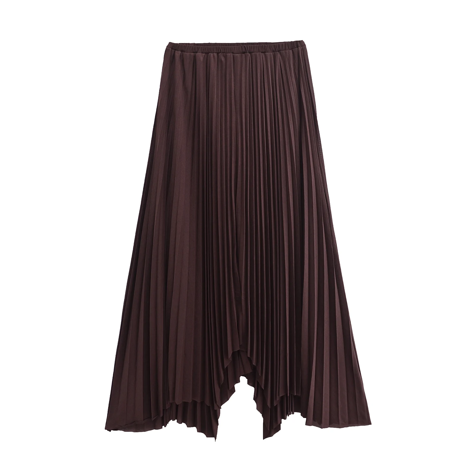 TRAF Long Pleated Skirts for Women Spring Fall Chic Elastic A Line Elegant Office Ladies Luxury Midi Skirt 4813/824