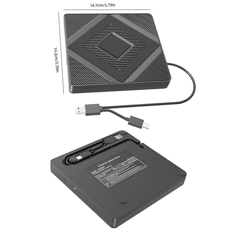 Lecteur CD/DVD externe USB 3.0 Type C Max 24X CD 8X, graveur de disque DVD, graveur pour Mac OS Linux Windows 11/ 10/ 8/ 7/ XP