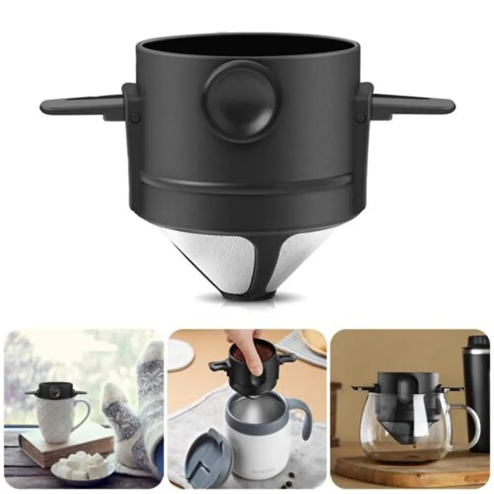 Portable Foldable Coffee Filter Stainless Steel Reusable Coffee Maker Mini Collapsible Paperless Coffee Dripper Cup