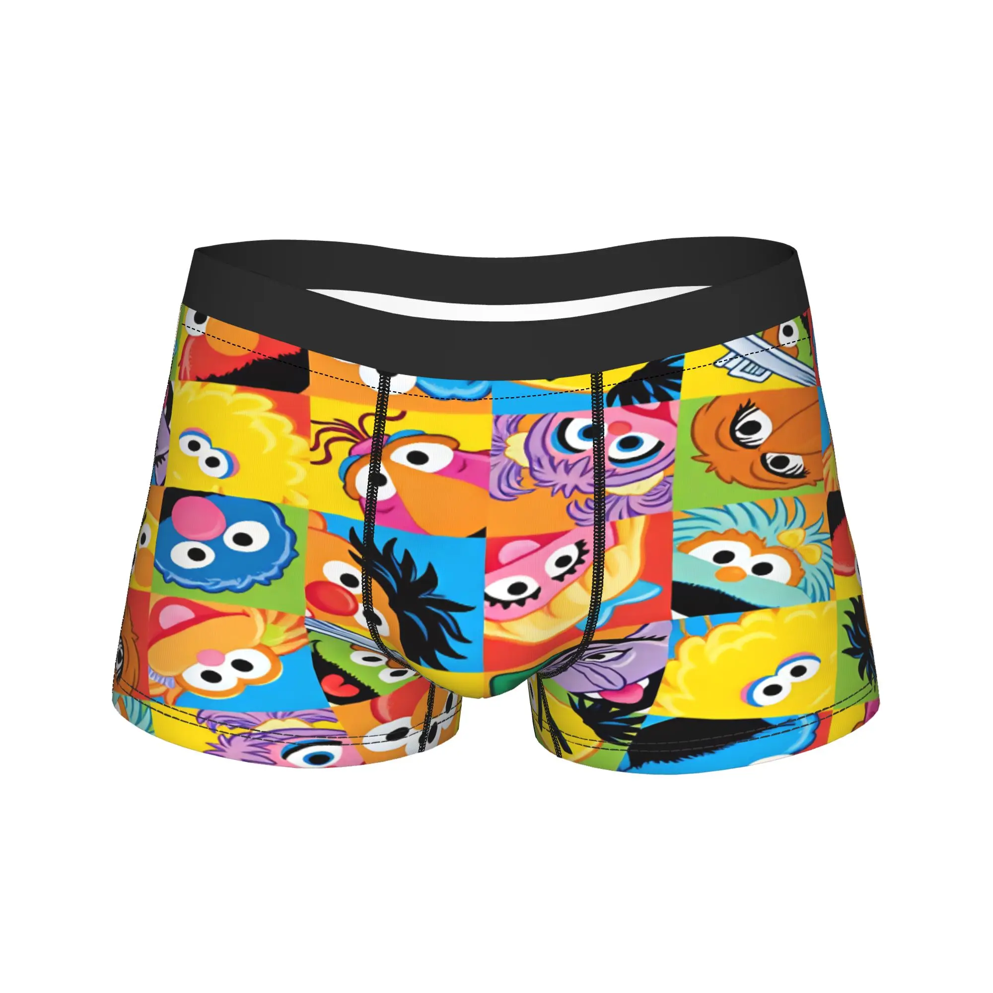 Sesames Streets Underwear  Men's Underpants Pattern Elastic Boxershorts Hot Sale Shorts Briefs Big Size 2XL