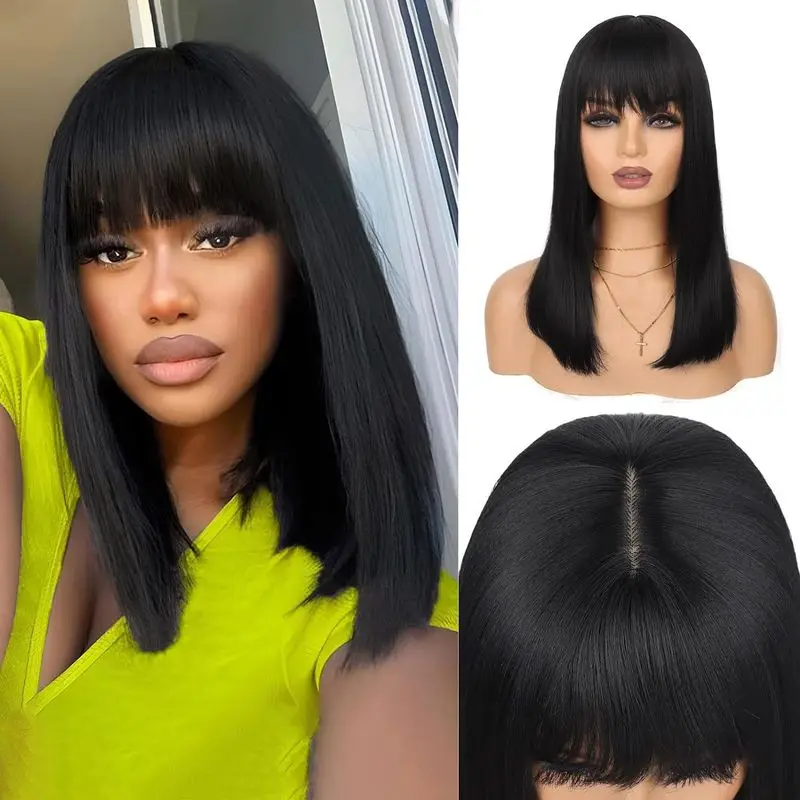 10-16 inch European and American style wig Yaki Straight Bob Wig with bangs