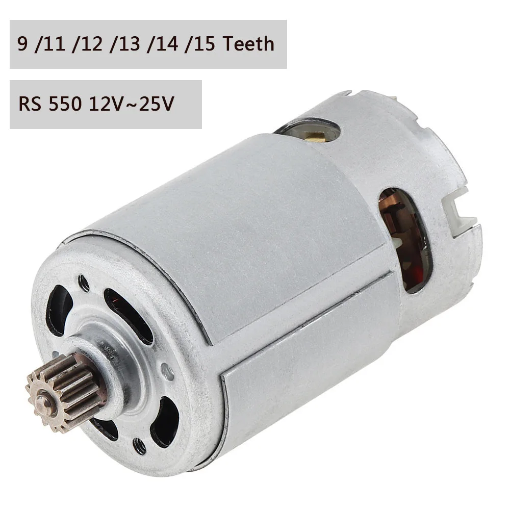 Silnik RS550 DC 12V 14.4V 16.8V 18V 25V Mikrosilnik Silniki elektryczne z 9/11/12/13/14/15 zębami Skrzynia biegów o wysokim momencie obrotowym do wiertarki