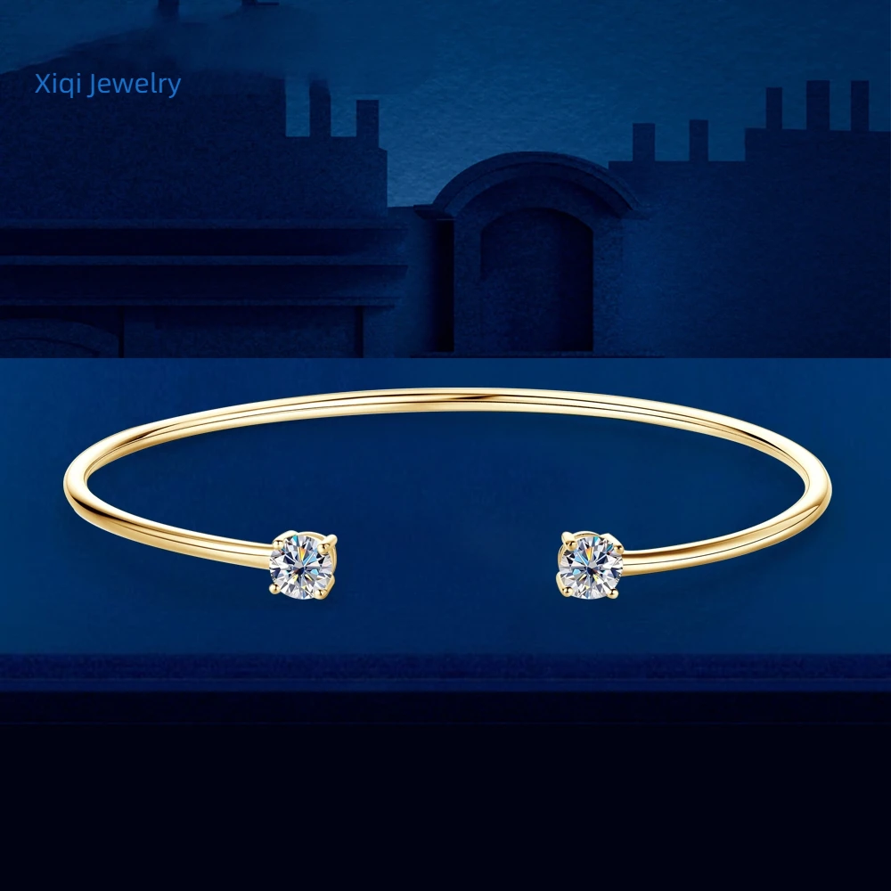 

0.5CT Moissanite Bangle for Women 5mm Lab Created Diamond Bracelet 100% Real 925 Sterling Silver Opening Cuff Bangle