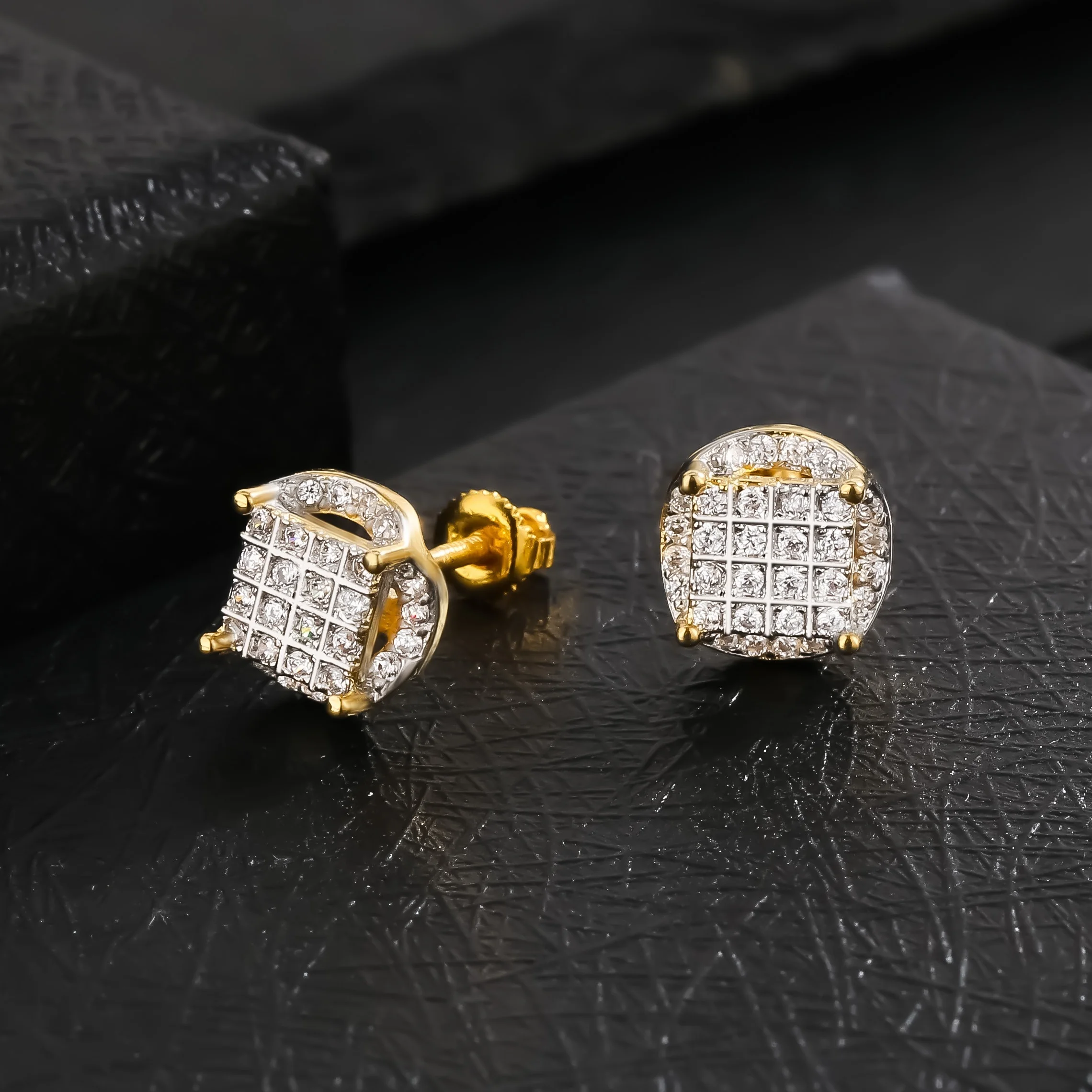 

7mm Hip-hop Round Full CZ Stud Earrings For Men