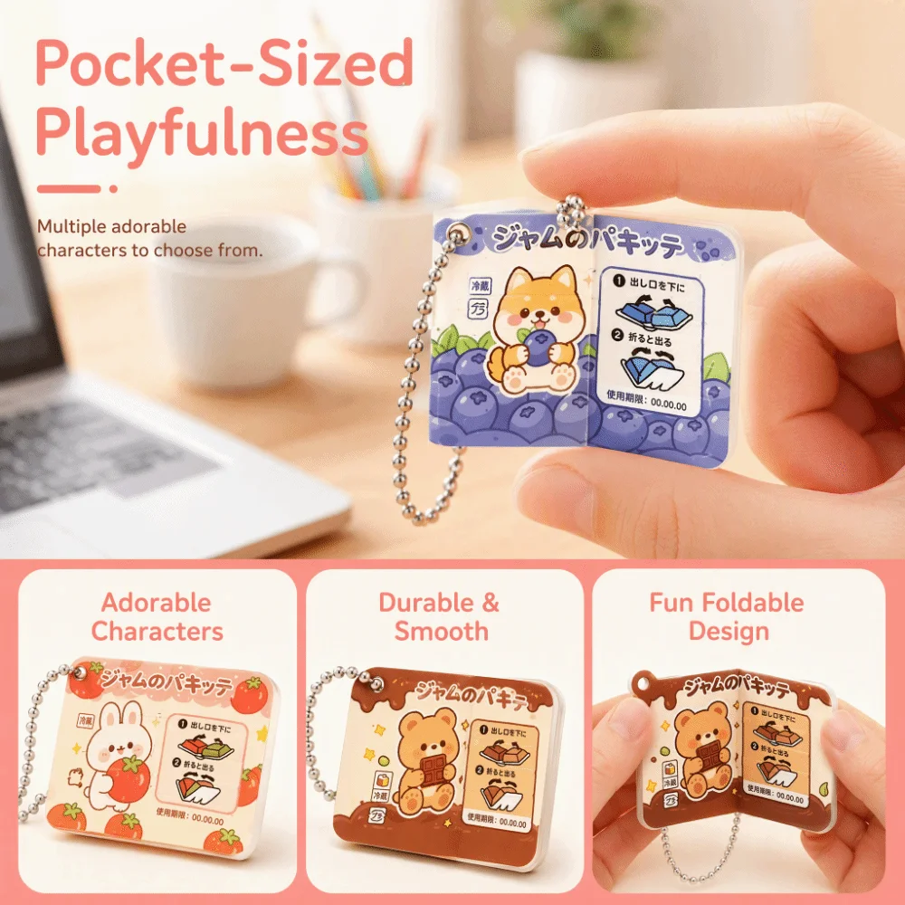 Bendable Structure Jam Keychain with Crisp Click Snap Sound Realistic Funny Jam Snap Fidget Creative Mini Food-Themed Pendant